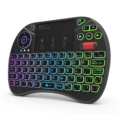 Mini tastatura wireless iluminata RGB, touchpad, scroll mouse, taste multimedia, Rii X8 foto