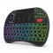 Mini tastatura wireless iluminata RGB, touchpad, scroll mouse, taste multimedia, Rii X8