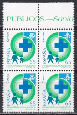 Spania 1993 - Sănătate și salubritate, Bloc de 4, MNH foto