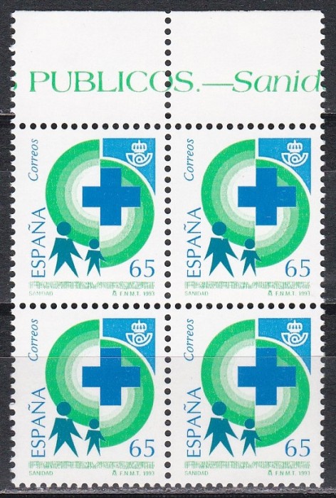 Spania 1993 - Sănătate și salubritate, Bloc de 4, MNH
