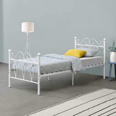 Pat metalic Apolda 90x200 cm 200 Kg alb mat [en.casa] HausGarden Leisure foto