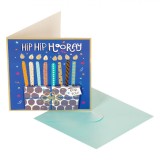 Felicitare Birthday 3D, Albastră, Foliă Aurie, 15x15cm, Plic Inclus, Oem
