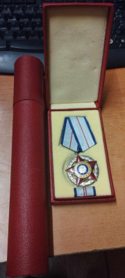 AMS % - ORDINUL MERITUL MILITAR CL.II 1972, BREVET, CUTIE, BARETA, ETUI foto