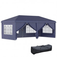 Pavilion pentru gradina/comercial, cadru metalic material Oxford, 6 pereti, cu geanta, albastru, 5.85x2.95x2.70 m GartenVIP DiyLine