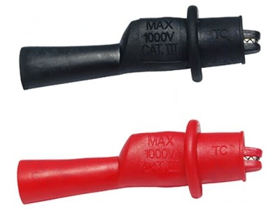 Set 2 Borne Crocodil 1kVDC 54mm Negru/Roșu foto