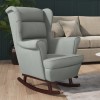 Balansoar Gri Deschis Catifea, Lemn Masiv Hevea, 78x93x97 cm. Fotoliu Living Modern, Confortabil