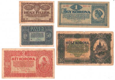 SV * Ungaria 20 - 50 FILLER 1 - 2 - 20 KORONA 1920 G / F+ foto