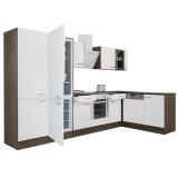 Mobilier de bucătărie de colț Yorki 340, cu cuptor &icirc;n partea de jos și frigider cu congelator &icirc;n partea de jos, fără blat de lucru