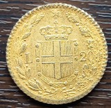 (S) REPLICA MONEDA AUR ITALIA - 20 LIRE 1882, UMBERTO I, PLACATA CU AUR, Europa