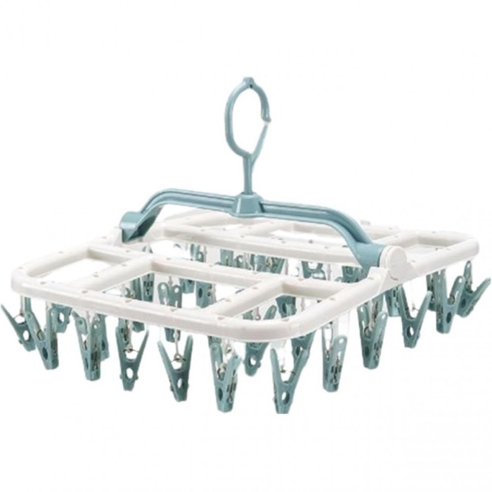 Uscator de Rufe Suspendat Flippy, cu 40 Carlige, Rotire 360 Grade, Protectie Vant, Pliabil, Patrat, Mateiral Plastic, Usor de Depozitat, Multifunction