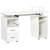 HOMCOM Birou PC din PAL și Oțel Alb cu Tastatură și Raft Monitor, Spațiu Generos de Lucru, 2 Sertare, Design Modern, 120x55x85 cm | Aosom Romania