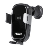 Suport auto pentru grila ventilatie cu incarcare wireless 15W AMiO, rotire 360, USB Typ C, intrare 5V/2A 9V/2A 12V/1.5A, iesire max 15W