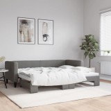 Cumpara ieftin Pat de zi cu extensie, gri &icirc;nchis, 80x200 cm, textil