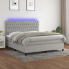 VidaXL Pat cu arcuri, saltea și LED, gri deschis, 160x200 cm, textil 3135125
