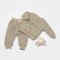 Set bluza cu buzunar si pantaloni Ursulet, Winter muselin, 100% bumbac dublat - Verde, BabyCosy (Marime: 12-18 Luni)