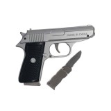 Bricheta antivant, briceag, pistol metal, husa cu sistem de prindere, Dalimag, gri 12 cm