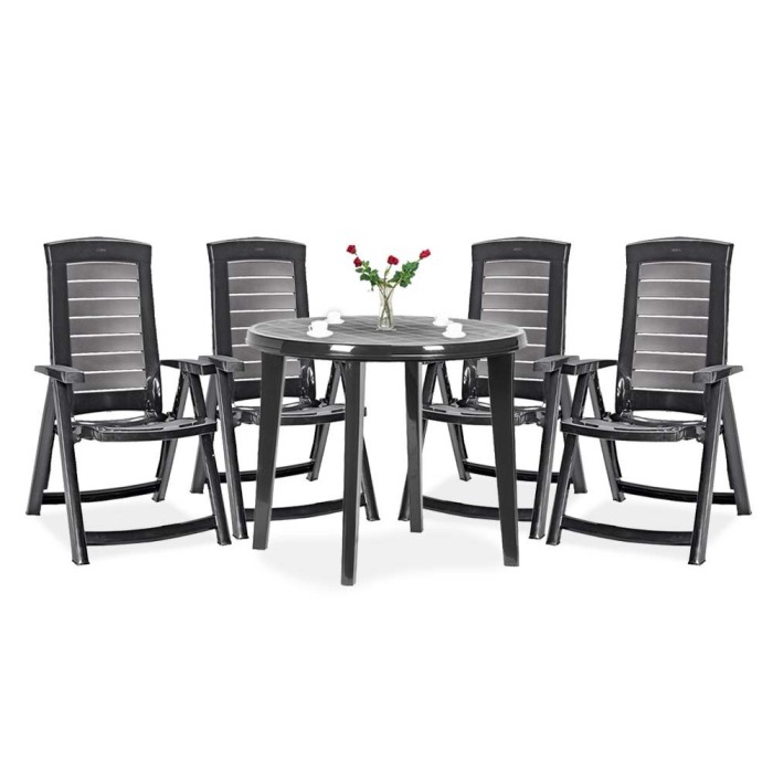 Set mobilier de grădină Lisaro 4+1, grafit