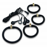 Set 4 Inele Electrostimulare Rimba, Silicon Negru - Accesorii Erotice Ajustabile