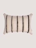 Fata de perna Fluffy Stripe, bumbac/poliester, natur/negru, 40 x 60 cm