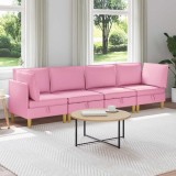 vidaXL Set de mobilier pentru living cu pernă 4 pcs Roz Țesătură 3413724