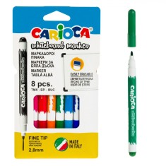 Set Markere Whiteboard, Carioca, Varf 2.8mm, Multicolor, 8 Bucăți