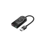 Ugreen Placă de sunet externă USB cu mini-jack de 3,5 mm, control al volumului 2 porturi 15cm - negru (40964)