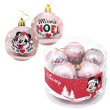 Set 10 globuri brad Craciun Minnie Mouse roz 6 cm, Jad