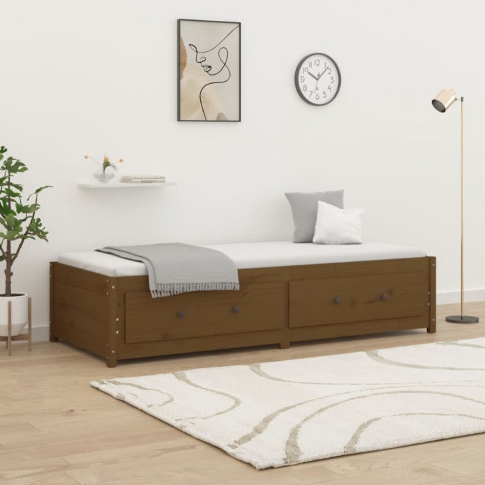 Gossi pat de zi, maro miere, 90x200 cm, lemn masiv de pin