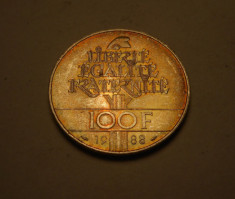 Franta 100 Franci Francs 1988 UNC Argint Piesa de Colectie foto