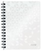 Caiet Leitz WOW A5, 80 Coli, Matematica, Spira, PP, Alb Metalizat, Reciclabil, Birou, cu Buzunar si Rigla