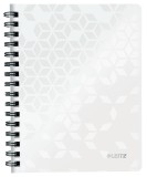 Caiet Leitz WOW A5, 80 Coli, Matematica, Spira, PP, Alb Metalizat, Reciclabil, Birou, cu Buzunar si Rigla