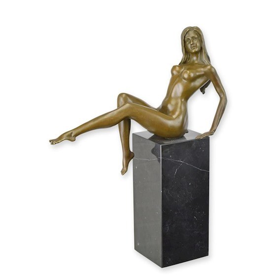 Nud intins-statueta din bronz cu un soclu din marmura EC-34