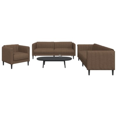 vidaXL Set de canapele, 3 piese, maro, textil 3209237 foto
