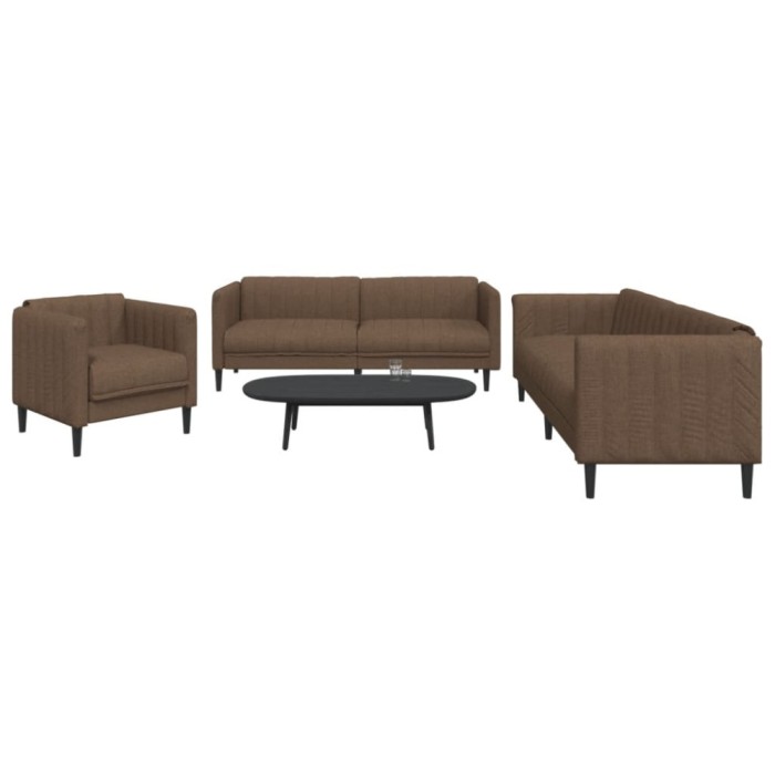 vidaXL Set de canapele, 3 piese, maro, textil 3209237