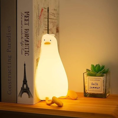 Lampa de veghe pentru copii, forma rata, material siliconic, dimensiuni 10.5x5x10cm, reincarcabila, 3 niveluri de intensitate a luminii, alb foto