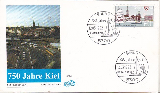 bnk fil Germania 1992 - FDC - Kiel 750 ani