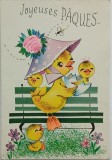 Felicitare de Paște vintage , &bdquo;Joyeuses P&acirc;ques&rdquo;