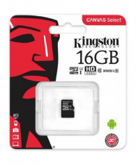 Microsdhc kingston 16gb canvas select 80r clasa 10 uhs-i r/w foto