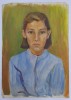 FATA CU BLUZA ALBASTRA , PICTURA DE CANTEMIR RISCUTIA , ANII &#039;70