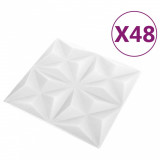 Panouri de perete 3D 48 buc. alb 50x50 cm model origami 12 m&sup2;