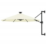 Umbrela soare montaj pe perete LED stalp metal nisipiu 300 cm GartenMobel Dekor, vidaXL