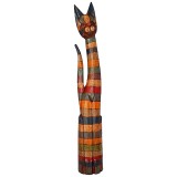 Decoratiune sculptata si pictata manual pisica &amp;#8211; Rainbow Cat, L