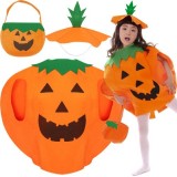Costum dovleac Halloween pentru copii cu palarie si geanta Kruzzel