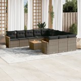 vidaXL Set canapea de grădină cu perne, 12 piese, gri, poliratan 3226438