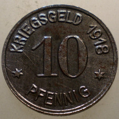 1.124 GERMANIA WWI STADT SIEGEN KRIEGSGELD 10 PFENNIG 1918 21,7mm