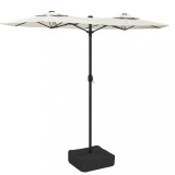 Umbrela de gradina cu doua capete/LED, alb nisipiu, 316x145 cm