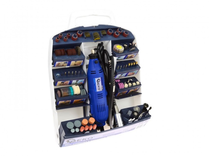 Mini polizor drept + 300 accesorii 270W, Geko G81220