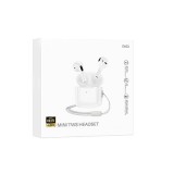 Casti adio wireless stero fara fir cu bluetooth ew53, v5.3, compatibile cu ios &amp; android, master slave, cu snur, alb