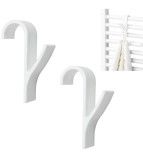 Carlig pentru calorifer, din plastic, alb, 9.5 cm, Oem