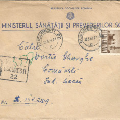 Romania, plic recomandat, circulat intern, 1968